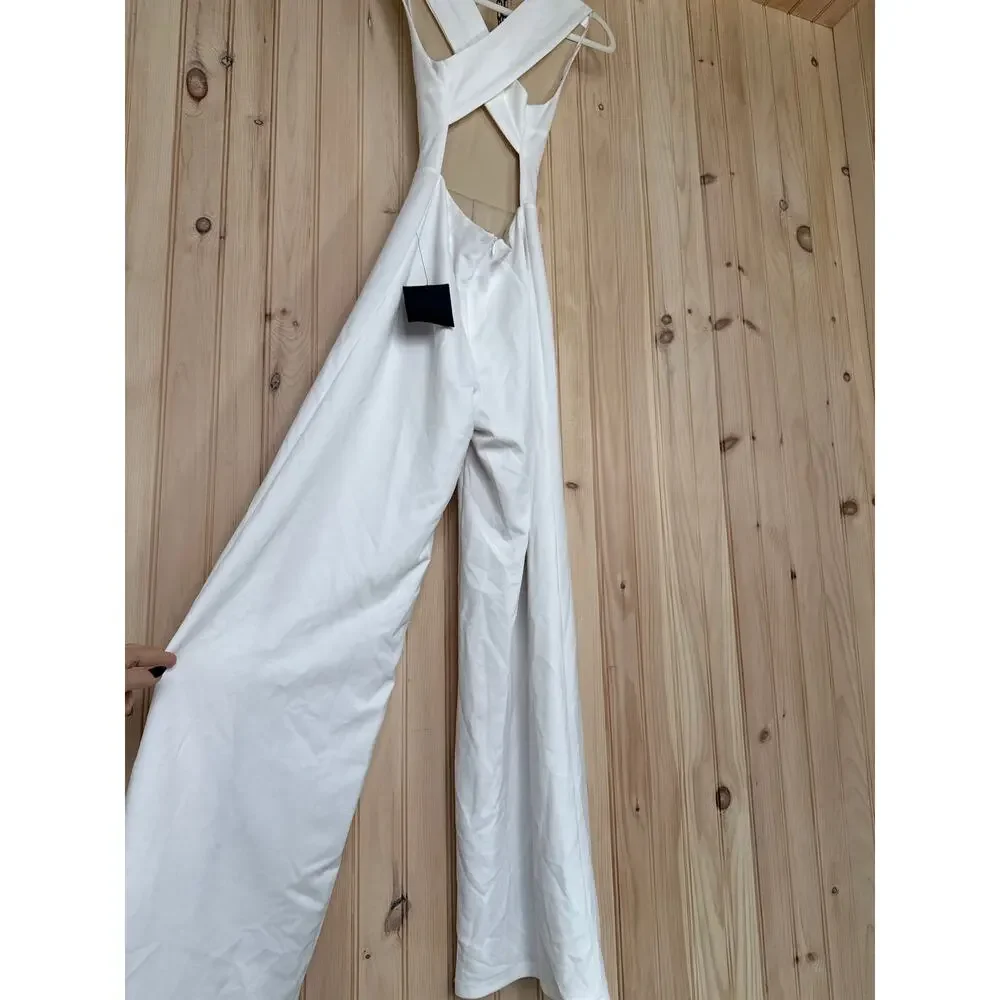 NWT Lulus Thinking Out Loud White Backless Jumpsuit Cocktail Classy Size XS